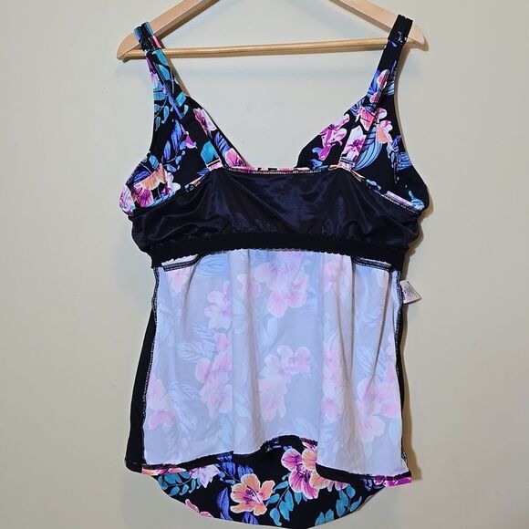 Lands End Women's Tankini Swim Top‎ Size 24W Floral Twist Front Underwire - Picture 15 of 16